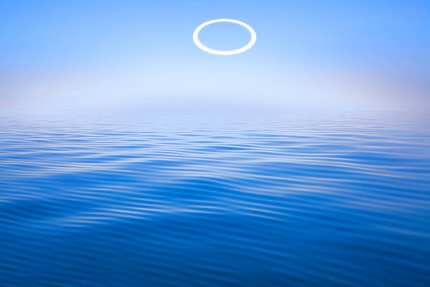 Canada british Columbia  Vancouver island Salish sea   calm sea with ZEN circle cloud ring