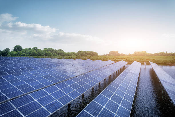 istock Floating Solar Panels in a Natural Landscape 2215427353