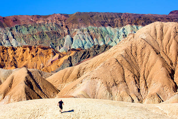 USA California, Death Valley man running cross country