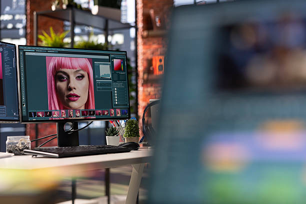 istock Modern office workspace equipped for digital design and photo editing 2215436470