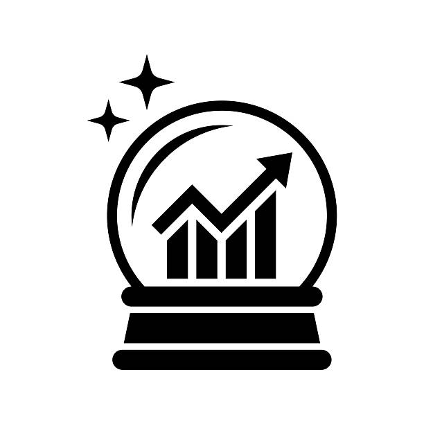 stockillustraties, clipart, cartoons en iconen met future growth icon. crystal ball. business growth graph. - verwachting