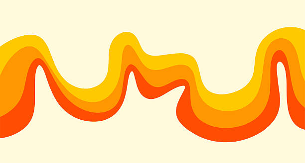 Retro wavy stripes in warm colors background. Groovy 70s style wavy background. Psychedelic wavy lines background.