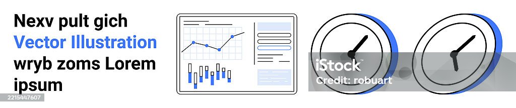 Data Analysis And Time Management Infographics With Graphs And Clocks ...