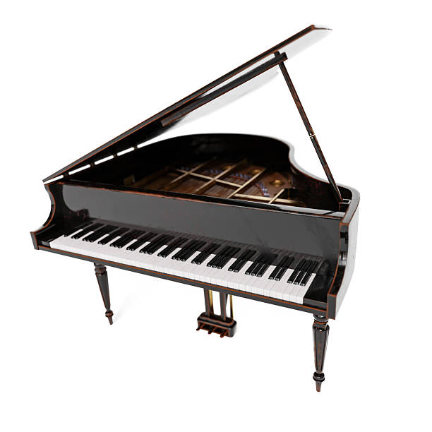 istock Vintage, scratched grand piano isolated on white background. Selective focus. 3D render. 2215453976