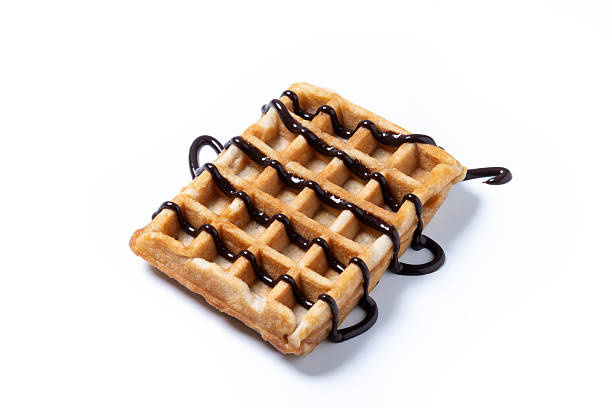 istock Belgian Waffles with chocolate isolated on white background 2215457582