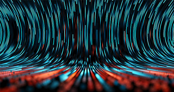 istock Abstract background with stripes of different colors and gradients. Particles in motion. technologies. Vector illustration 2215457893