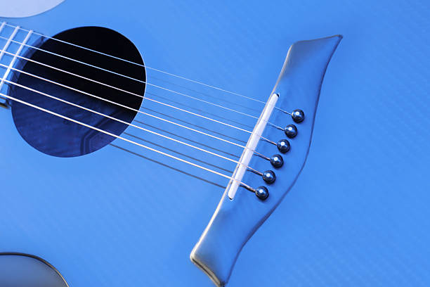 Blue Acoustic 6 String Carbon Fiber Guitar Close Up