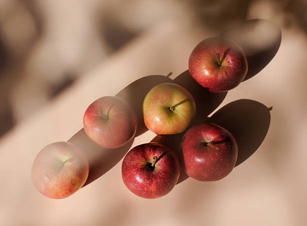 istock garden apples scattered on beige background, bokeh, selective focus 2215466297