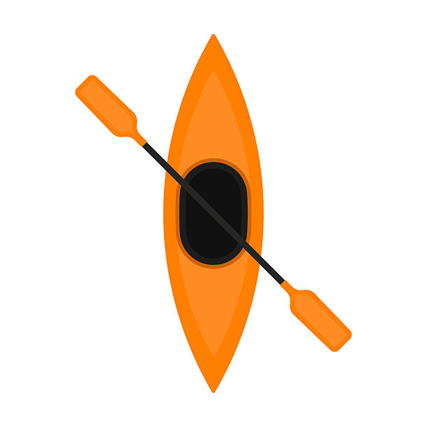 stockillustraties, clipart, cartoons en iconen met kayak with paddle icon. colored silhouette. top view. vector simple flat graphic illustration. isolated object on white background. isolate. - kajakken
