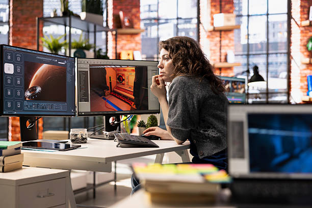 istock Woman using AI chatbot interface to generate video game spaceship environments 2215469774