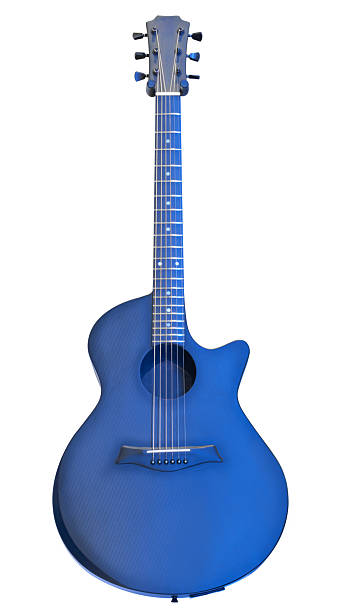 istock A blue guitar with a black headstock on white background 2215477195