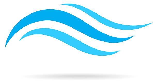 Abstract waves in blue, ideal fors, branding or backgrounds. Symbolizes flow, movement, and natural resources. Minimalist style, serene, and fresh design element.
