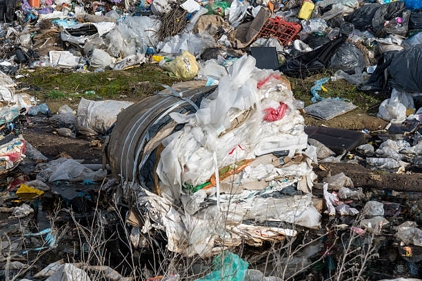 Heaps of Discarded Waste Materials Forming Mountainous Pile at Open Dump Site: Environmental Pollution and Landfill Overflow