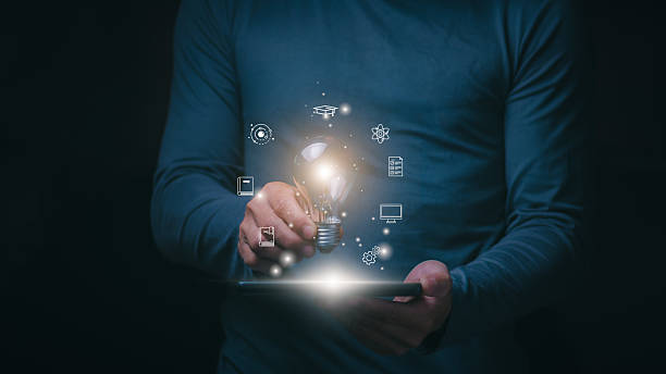 istock Individuals use creative ideas after being inspired by searching for information on the internet, ideas, management, and digital transformation. internet of things, big data, big data, data search 2215496499
