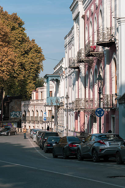 Tbilisi, Georgia - October 30, 2024:  A street scene in the historic district of Tbilisi
