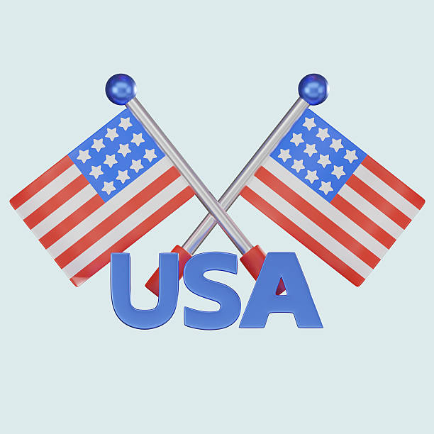 3D Rrender, USA Flag Banner for Independence Day. Icon illustration