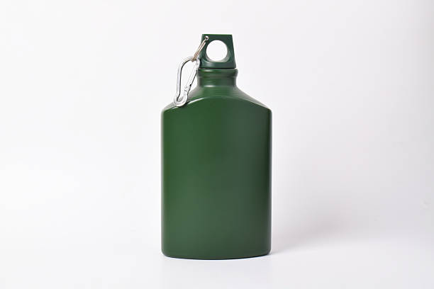 istock Army green stainless steel water bottle on white background 2215503849