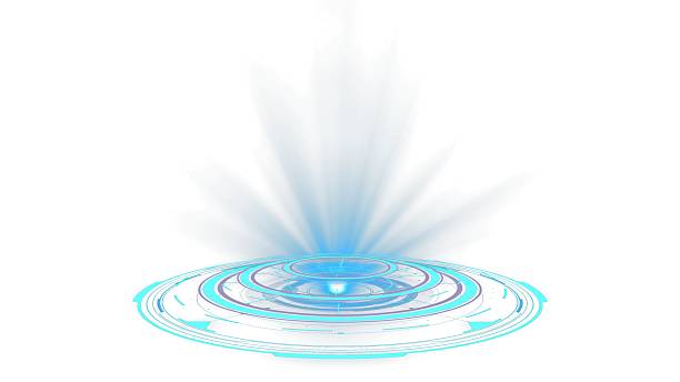 Transparent PNG Background. Futuristic Abstract Holographic Interface with Blue Light