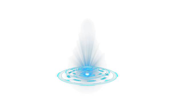 istock Transparent PNG Background. Futuristic Abstract Holographic Interface with Blue Light 2215518211