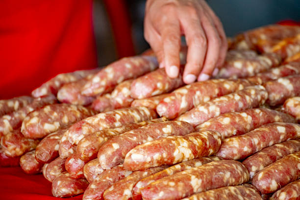 istock Handmade raw sausages, traditional flavor 2215527907