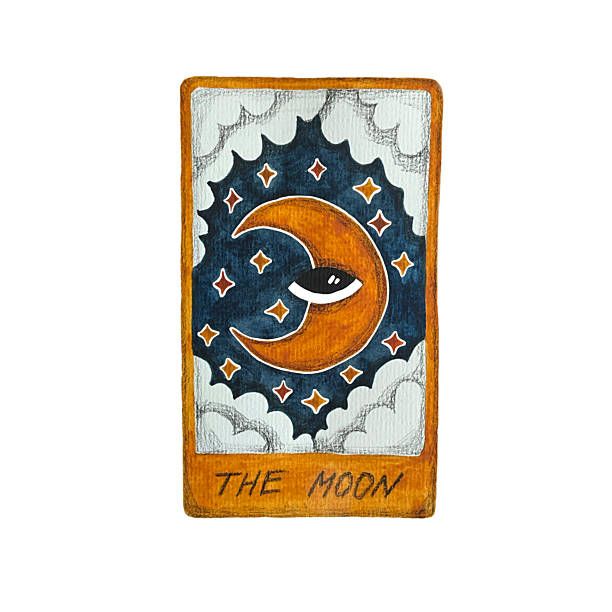 istock Isolated Hand-Painted Watercolor Tarot-Inspired Art Card with the Moon symbol on White Background for Creative and Spiritual Projects, Moon with all-seeing eye, Magic celestial card on white isolated background, Hand drawn watercolor illustration, Tarot c 2215538232