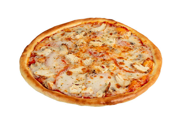 istock Pizza with bacon and cheese, herbs and cherry tomatoes. With mozzarella, shrimps 2215541038