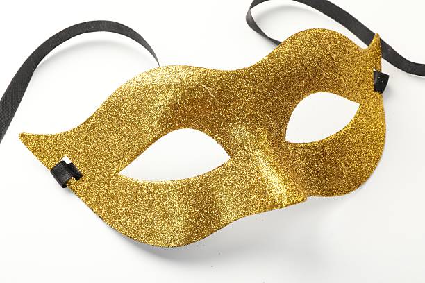 istock Beautiful golden carnival mask on white background 2215548454