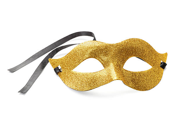 istock Beautiful golden carnival mask on white background 2215548460