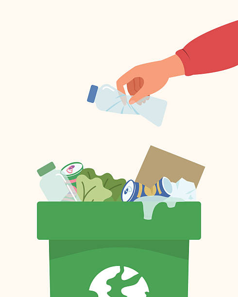 istock Recycle, Environmental care and clean environment, hand holding plastic water bottles and throw to trash concept. 2215551491