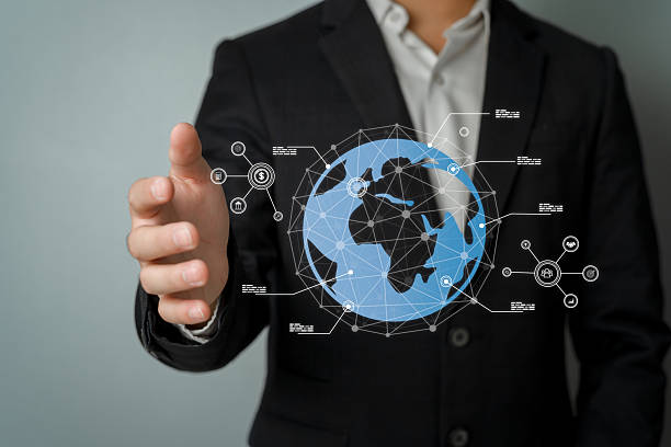 istock Businessman Presenting Digital Global Network and Technology Concepts 2215551940