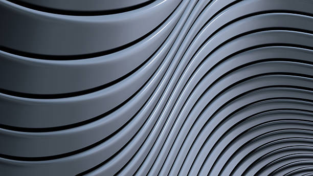 istock Abstract striped background, wavy dark gray stripes pattern, interesting spiral architectural minimal wallpaper. 2215554745