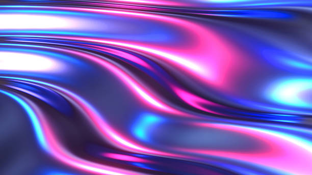 istock Liquid blue chrome waves background, shiny and lustrous metal pattern texture, silky 3D illustration. 2215554756