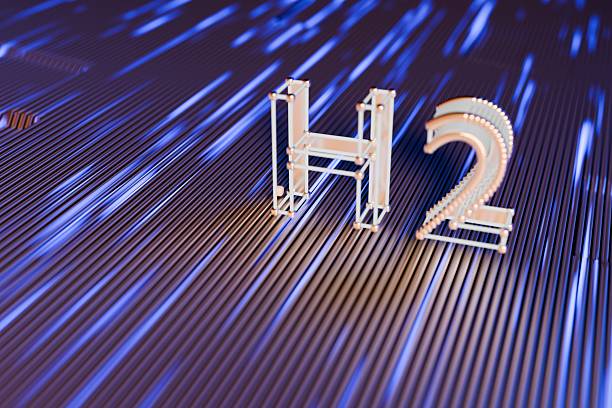 istock Futuristic CGI depiction of hydrogen atom and molecule on a blue and copper background, with 3D 