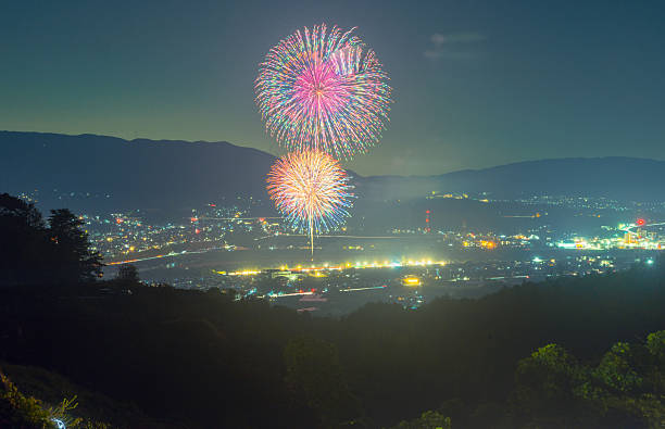 istock Wakayama Prefecture fireworks festival illuminates a town at night with fireworks exploding over it. 2215558226