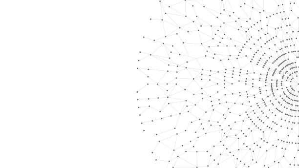 stockillustraties, clipart, cartoons en iconen met technology abstract background. dots connected by lines. minimalist mesh backdrop with copy space. abstract polygonal radial shape. plexus circles. - node gegevens