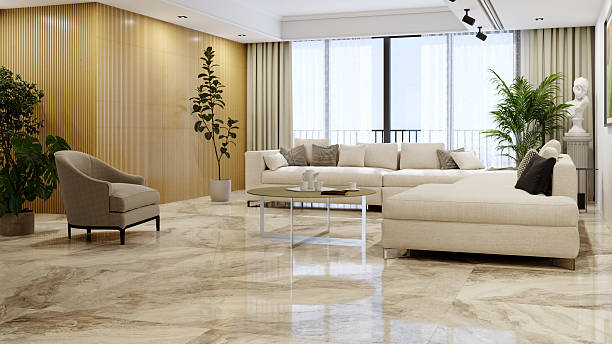 istock Large luxury modern bright interiors Living room mockup illustration 3D rendering image 2215566049