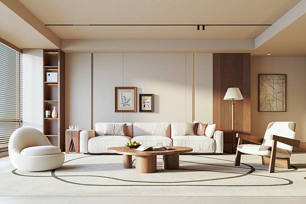 istock Large luxury modern bright interiors Living room mockup illustration 3D rendering image 2215566052