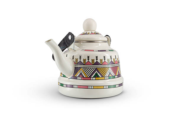 istock Vintage metal old kettle with patterns isolated on white background 2215568136