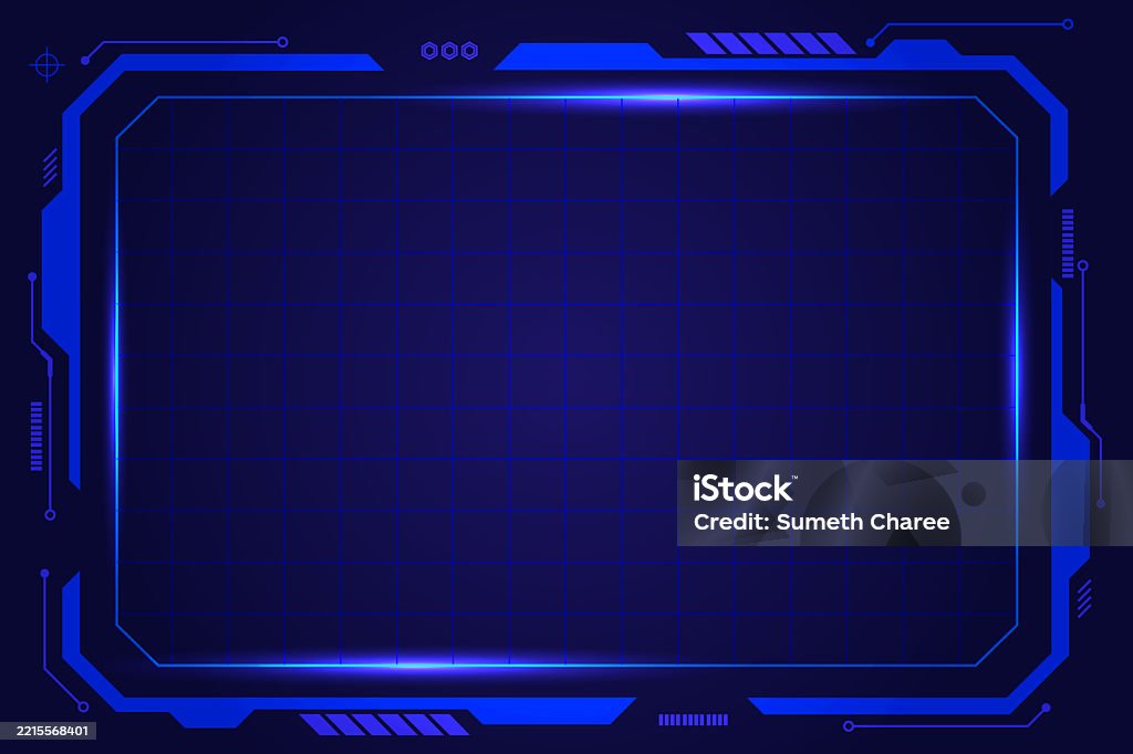 Futuristic Hud Screen Or Technology Box Blue With Light Interface Scifi ...