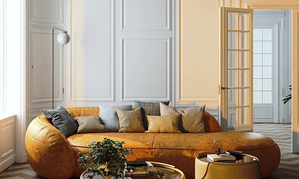 istock Large luxury modern bright interiors Living room mockup illustration 3D rendering image 2215568520