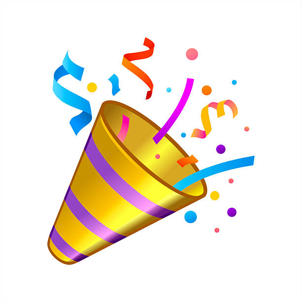 istock Vector icon party popper. Cartoon emoji of birthday confetti explosion. Simple minimal illustration isolated on white background, vector illustration. 2215573995