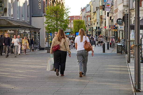 Aarhus has popular pedestrian shopping streets. People enjoy the outdoor lifestyle  when spring is back.