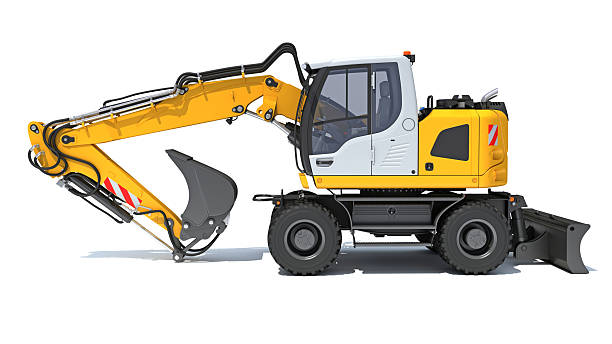 istock Excavator heavy construction machinery 3D rendering on white background 2215596758