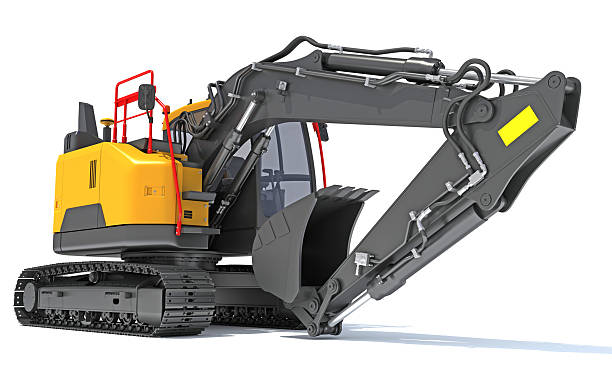 istock Excavator heavy construction machinery 3D rendering on white background 2215596860