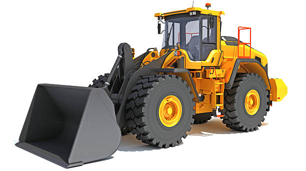 istock Wheel Dozer heavy construction machinery 3D rendering on white background 2215596964