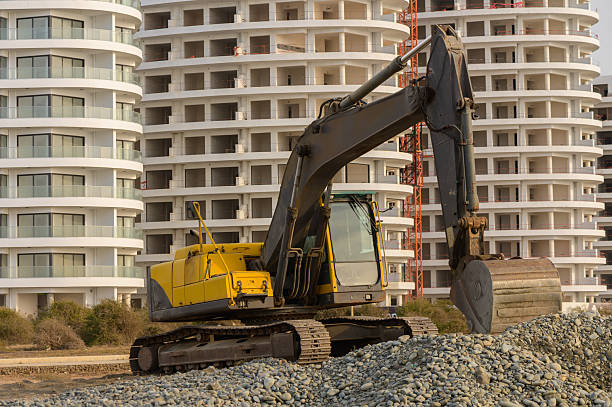 Large construction site in the port of Antwerp, Belgium