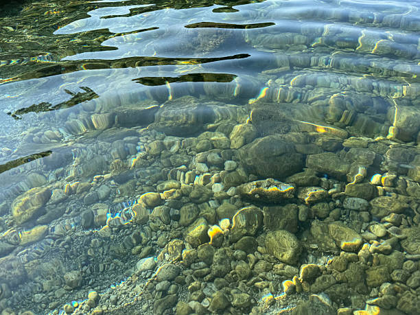istock Crystal clear sea water with pebbles and stones. 2215605910