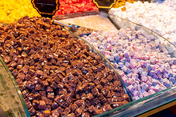 istock Various types of sweets at an Istanbul bazaar, Istanbul Grand Bazaar, Turkey 2215608929
