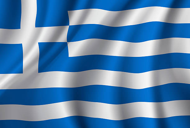 ilustrações, clipart, desenhos animados e ícones de bandeira da grécia. fundo de bandeira de ondulação vetorial. ilustração realista altamente detalhada - bandeira-grega