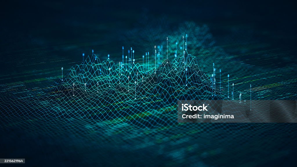 Digital Grid Binary Code 3d Data Visualization With Digital Grid And Binary Code Stock Photo ...